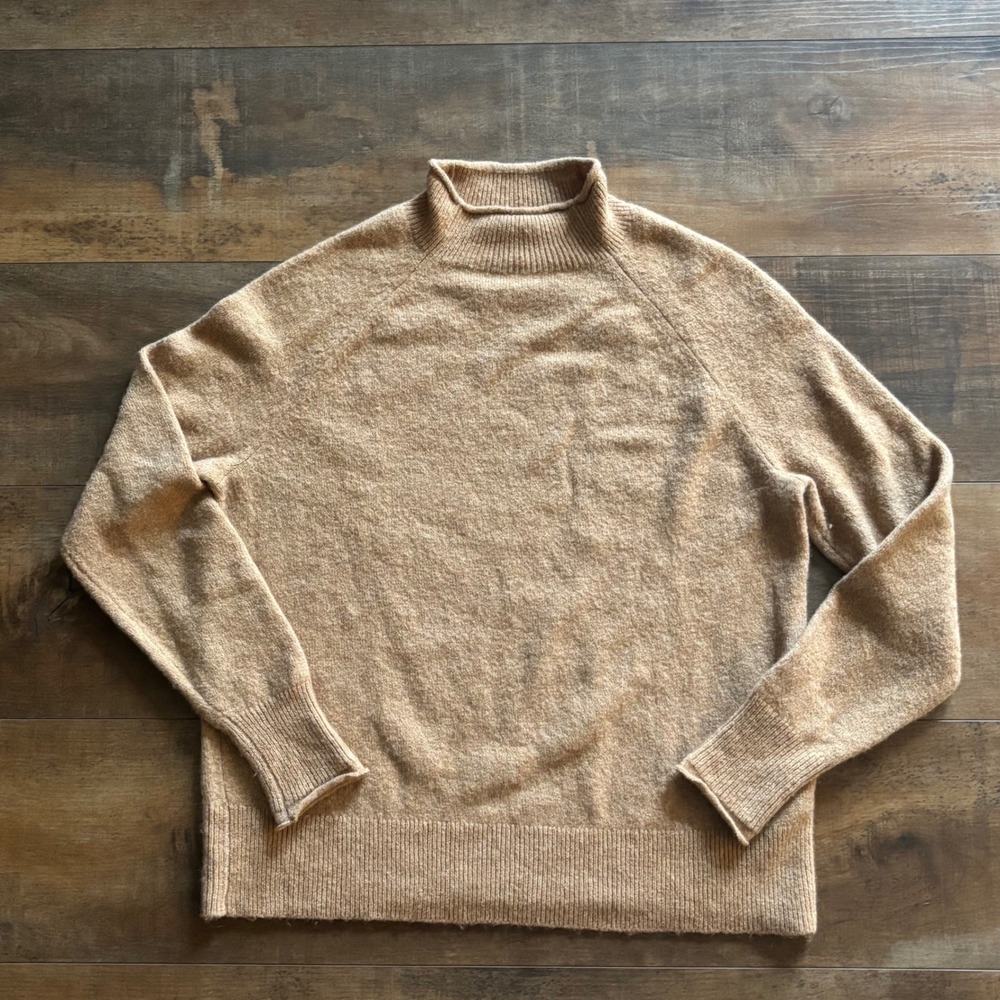 J.Crew Rollneck Mockneck Camel Brown Supersoft Yarn Wool Blend Women's Size XS
